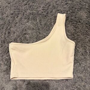 SHEIN One-Shoulder Beige Crop Top